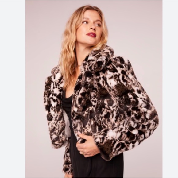 Band Of The Free‎ / NWT / Wildcat Faux Fur Crop Jacket / Ivory & Black - Picture 1 of 8